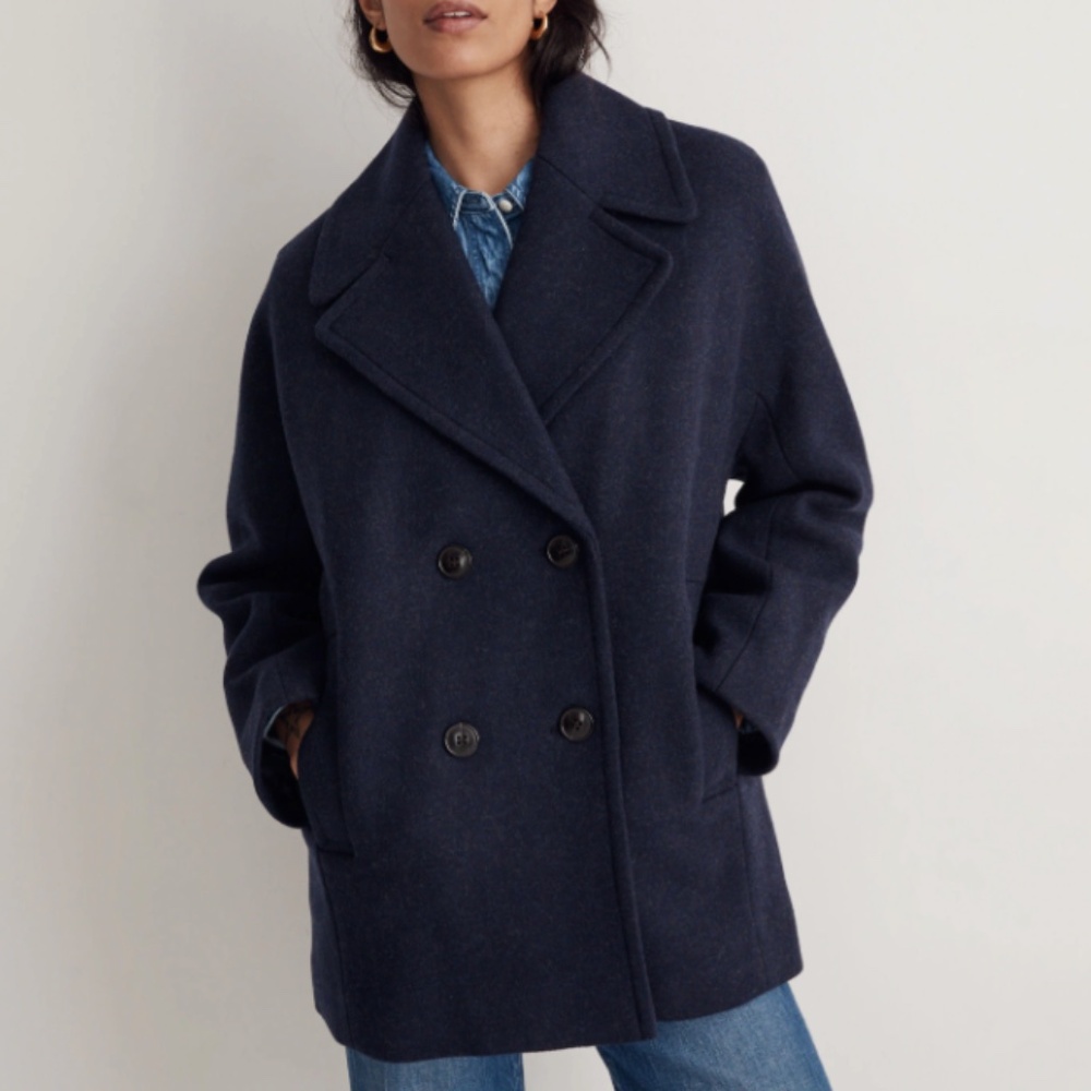 Madewell Carville Oversized Peacoat in Insuluxe Fabric